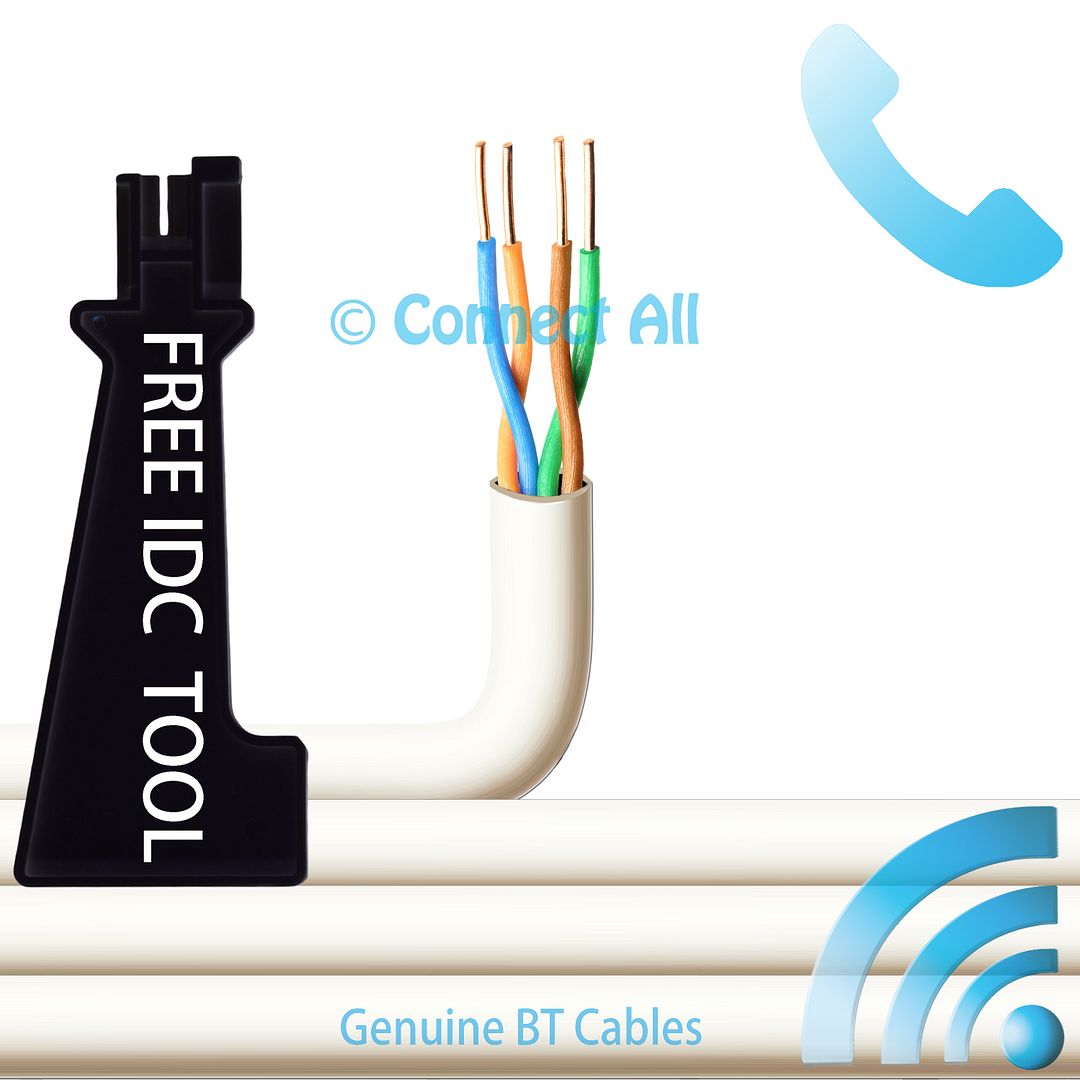 50M WHITE 2 PAIR CORE BT VIRGIN MEDIA TELEPHONE EXTENSION PHONE WIRE